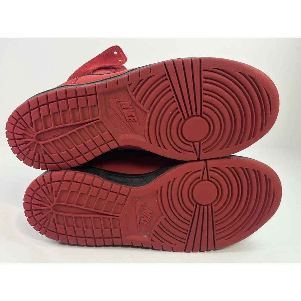 Nike Dunk High Red Suede/Black Youth Size 6Y Women's 7.5 Sneakers 308319-602
